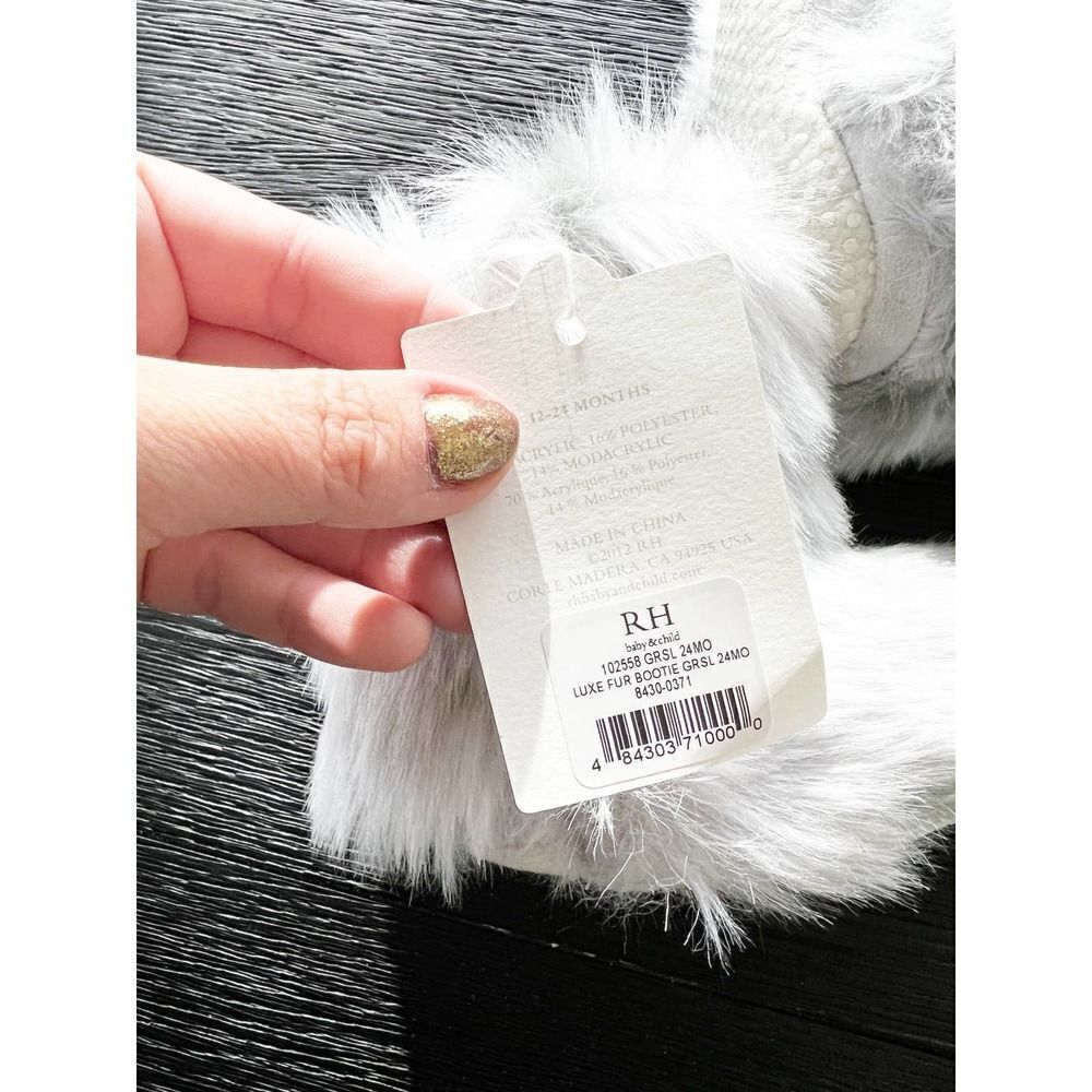 Restoration Hardware Nwt Luxe Faux Fur Grey Fox Baby's Bootie 24mo — image 4 of 4